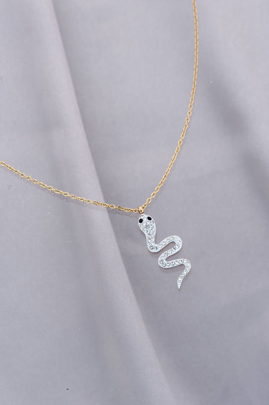 Trend Zirkon Taşlı Yılan Model Çelik Kadın Kolye