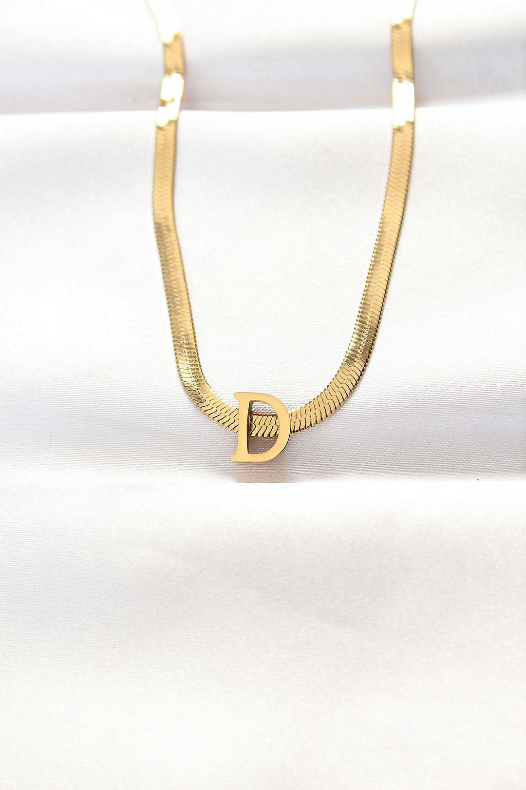 316L Çelik D Harfli Gold Renk İtalyan Zincirli Kolye