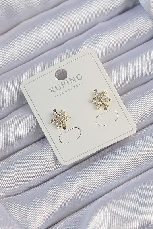 Xuping Gold Renk Zirkon Taşlı Yaprak Küpe